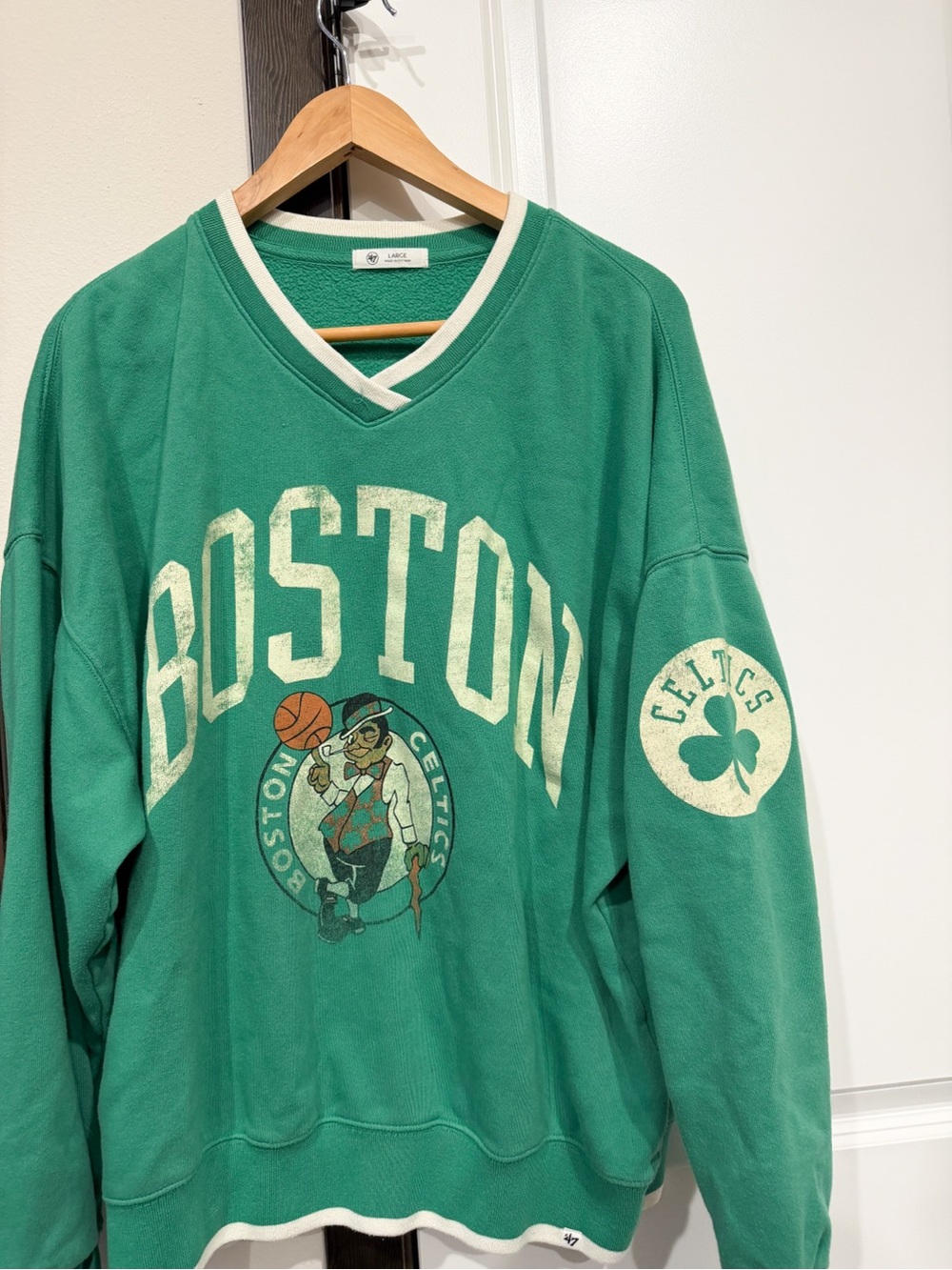'47 Green Boston V-Neck Team Sweatshirt - Picture 2 of 5